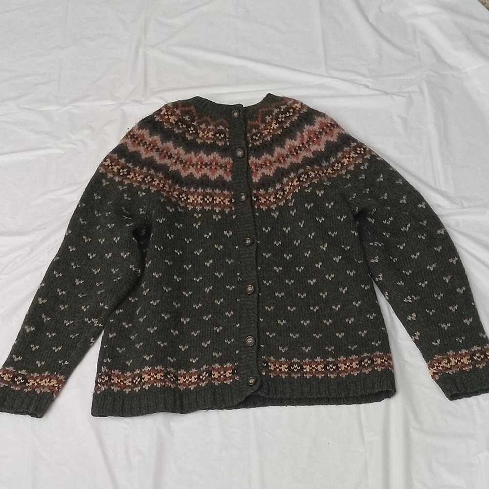 Point Zero Nicole Benisti Cardigan Designed Pattern 100 % Wool Size S